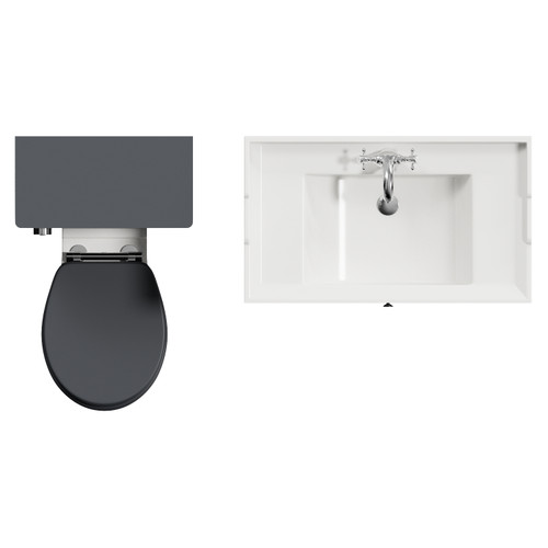 Danbury Satin Anthracite 1300mm Wall Mounted Single Drawer Vanity Unit and Toilet Suite with Windsor Basin View from Top