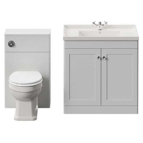 Danbury Satin White 1300mm 2 Door Vanity Unit and Toilet Suite with Windsor Basin View from Front