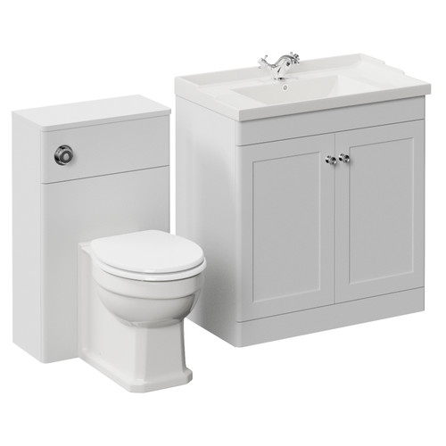 Danbury Satin White 1300mm 2 Door Vanity Unit and Toilet Suite with Windsor Basin Left Hand View