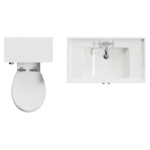 Danbury Satin White 1300mm 2 Door Vanity Unit and Toilet Suite with Windsor Basin View from Top