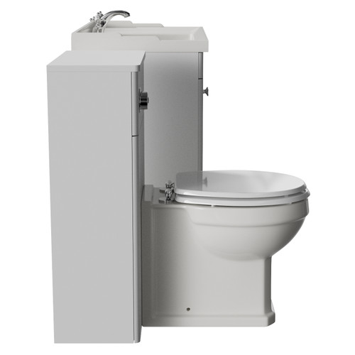 Danbury Satin White 1300mm 2 Door Vanity Unit and Toilet Suite with Windsor Basin Side View