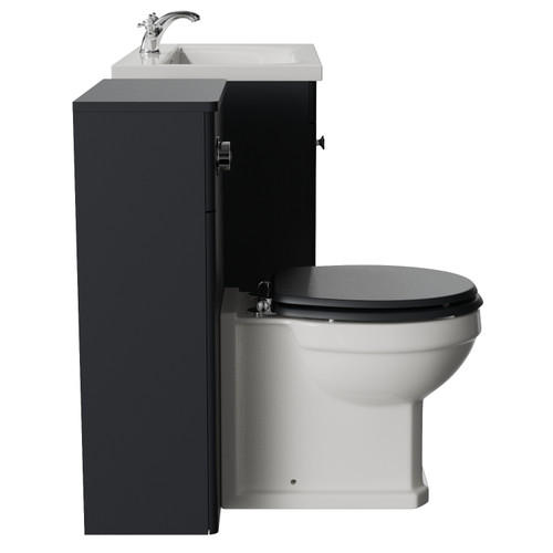 Danbury Satin Anthracite 1300mm 2 Door Vanity Unit and Toilet Suite with Glide Basin Side View
