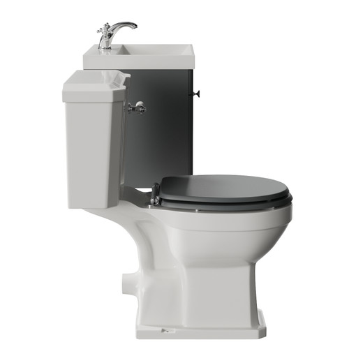Danbury Satin Grey 500mm Wall Mounted Single Drawer Vanity Unit and Windsor Toilet Suite with Rimini Basin Side View