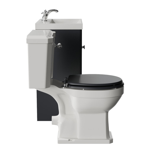 Danbury Satin Anthracite 500mm 2 Door Vanity Unit and Windsor Toilet Suite with Rimini Basin Side View