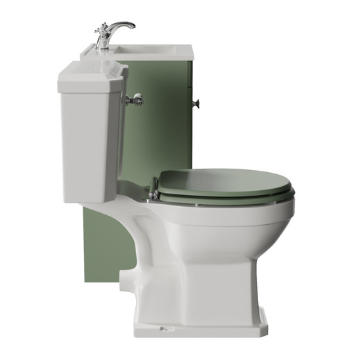 Danbury Satin Green 500mm 2 Door Vanity Unit and Windsor Toilet Suite with Angel Basin Side View