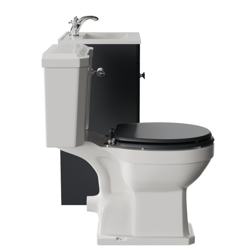Danbury Satin Anthracite 500mm 2 Door Vanity Unit and Windsor Toilet Suite with Angel Basin Side View