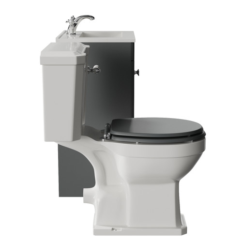 Danbury Satin Grey 500mm 2 Door Vanity Unit and Windsor Toilet Suite with Angel Basin Side View