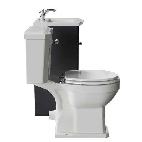 Danbury Satin Anthracite 500mm 2 Door Vanity Unit and Windsor Toilet Suite with Arc Basin Side View