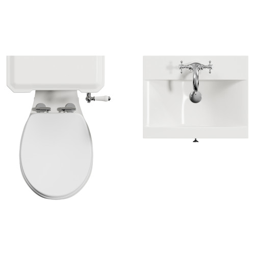 Danbury Satin Grey 500mm Wall Mounted Single Drawer Vanity Unit and Windsor Toilet Suite with Glide Basin View from Top