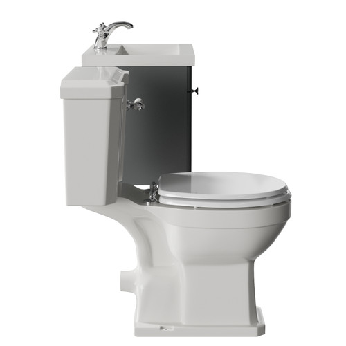 Danbury Satin Grey 500mm Wall Mounted Single Drawer Vanity Unit and Windsor Toilet Suite with Glide Basin Side View