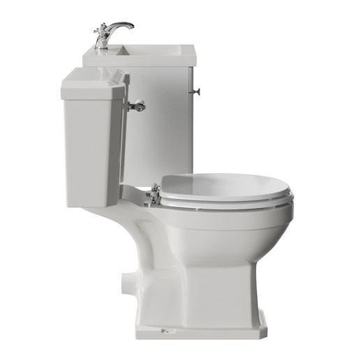 Danbury Satin White 500mm Wall Mounted Single Drawer Vanity Unit and Windsor Toilet Suite with Glide Basin Side View