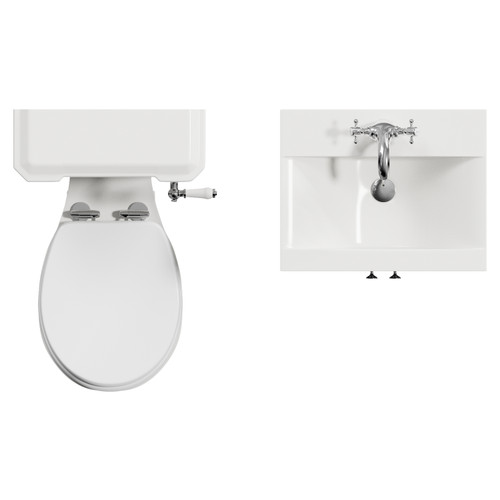 Danbury Satin Anthracite 500mm 2 Door Vanity Unit and Windsor Toilet Suite with Glide Basin View from Top