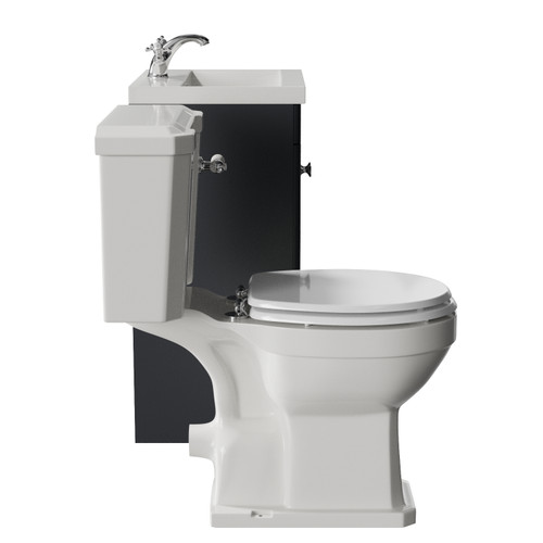 Danbury Satin Anthracite 500mm 2 Door Vanity Unit and Windsor Toilet Suite with Glide Basin Side View