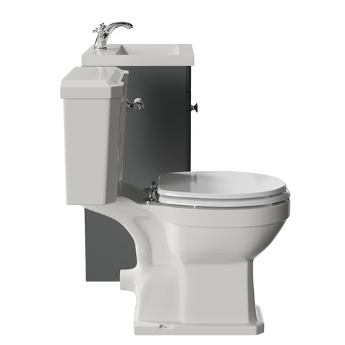 Danbury Satin Grey 500mm 2 Door Vanity Unit and Windsor Toilet Suite with Glide Basin Side View