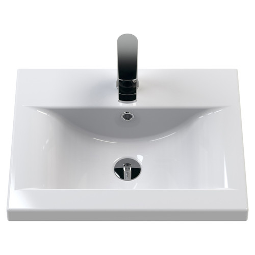 Nuie Athena Anthracite Woodgrain 500mm Wall Hung Single Drawer Vanity Unit with 40mm Profile Basin - ATH011A Basin