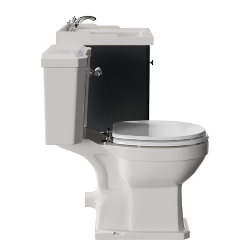 Danbury Satin Anthracite 600mm Wall Mounted Single Drawer Vanity Unit and Windsor Toilet Suite Side View