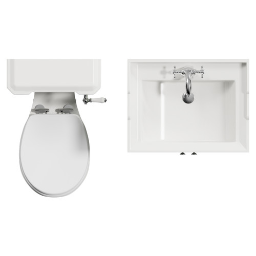 Danbury Satin Green 600mm 2 Door Vanity Unit and Windsor Toilet Suite View from Top