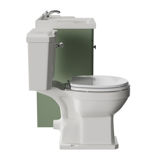 Danbury Satin Green 600mm 2 Door Vanity Unit and Windsor Toilet Suite Side View