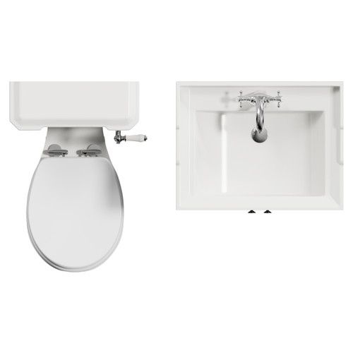 Danbury Satin Anthracite 600mm 2 Door Vanity Unit and Windsor Toilet Suite View from Top