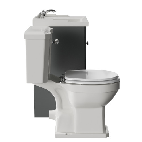 Danbury Satin Grey 600mm 2 Door Vanity Unit and Windsor Toilet Suite Side View