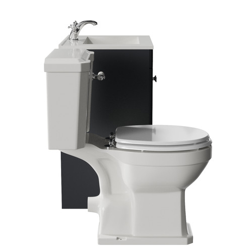 Danbury Satin Anthracite 600mm 2 Door Vanity Unit and Windsor Toilet Suite with Angel Basin Side View