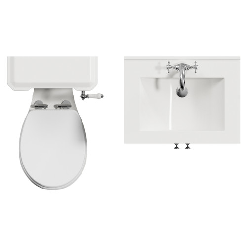 Danbury Satin Grey 600mm 2 Door Vanity Unit and Windsor Toilet Suite with Angel Basin View from Top