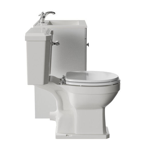 Danbury Satin White 600mm 2 Door Vanity Unit and Windsor Toilet Suite with Angel Basin Side View
