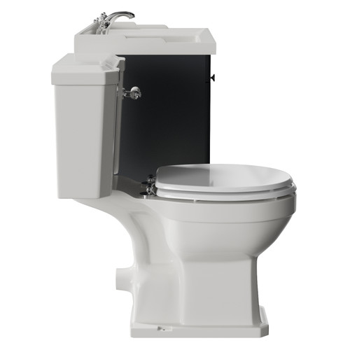 Danbury Satin Anthracite 800mm Wall Mounted Single Drawer Vanity Unit and Windsor Toilet Suite Side View