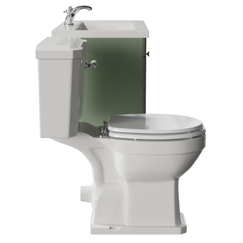 Danbury Satin Green 800mm Wall Mounted Single Drawer Vanity Unit and Windsor Toilet Suite with Glide Basin Side View