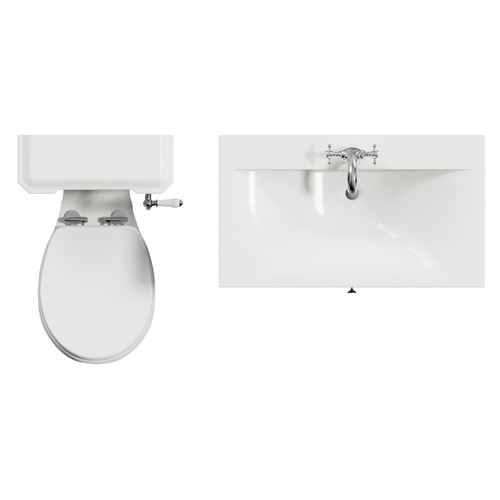 Danbury Satin Anthracite 800mm Wall Mounted Single Drawer Vanity Unit and Windsor Toilet Suite with Glide Basin View from Top