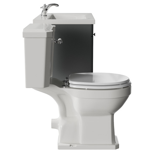 Danbury Satin Grey 800mm Wall Mounted Single Drawer Vanity Unit and Windsor Toilet Suite with Glide Basin Side View