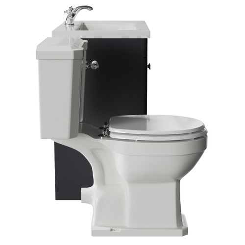 Danbury Satin Anthracite 800mm 2 Door Vanity Unit and Windsor Toilet Suite with Glide Basin Side View