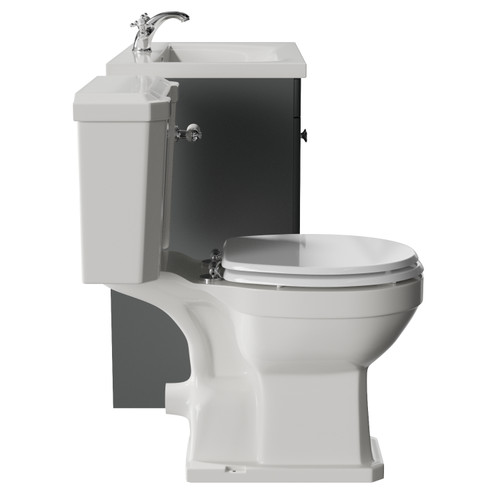 Danbury Satin Grey 800mm 2 Door Vanity Unit and Windsor Toilet Suite with Glide Basin Side View
