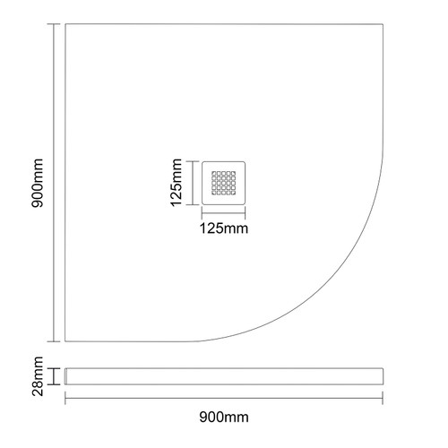 Vanta Stone Quadrant Shower Tray with Grate Dimensions