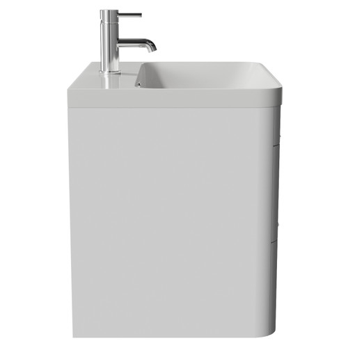 Oslo Gloss White 600mm Wall Mounted 2 Drawer Vanity Unit with Fina Basin View from Side