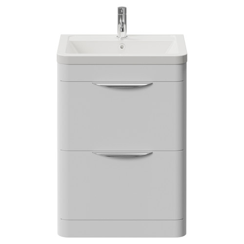 Oslo Gloss White 600mm 2 Drawer Vanity Unit with Leni Basin View from Front