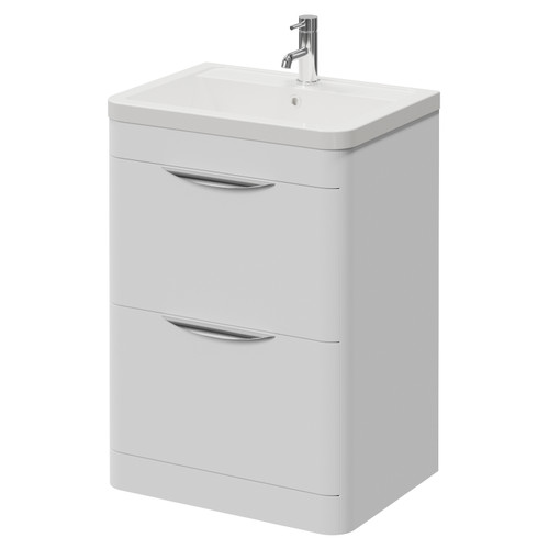 Oslo Gloss White 600mm 2 Drawer Vanity Unit with Anya Basin Right Hand View