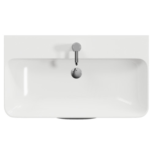 Oslo Gloss White 800mm Wall Mounted 2 Drawer Vanity Unit with Fina Basin View from Top