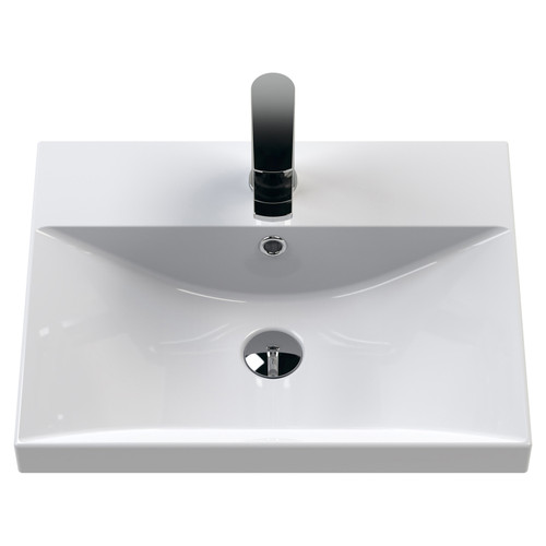 Nuie Athena Charcoal Black 500mm Wall Hung Single Drawer Vanity Unit with 50mm Profile Basin - ATH012D Basin