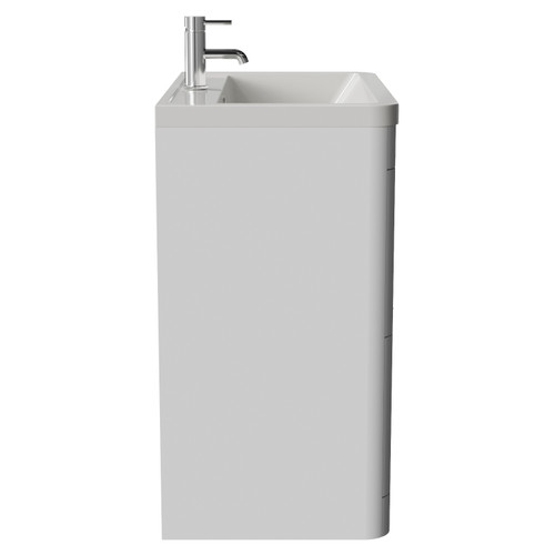 Oslo Gloss White 800mm 2 Drawer Vanity Unit with Leni Basin View from Side