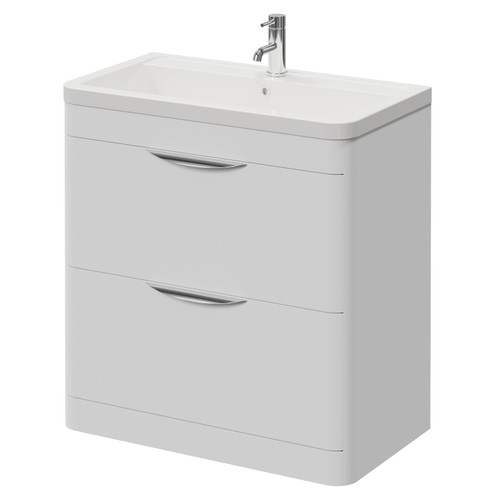 Oslo Gloss White 800mm 2 Drawer Vanity Unit with Anya Basin Right Hand View