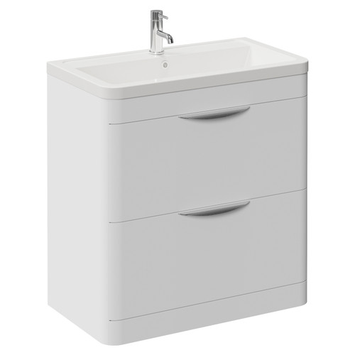 Oslo Gloss White 800mm 2 Drawer Vanity Unit with Anya Basin Left Hand View