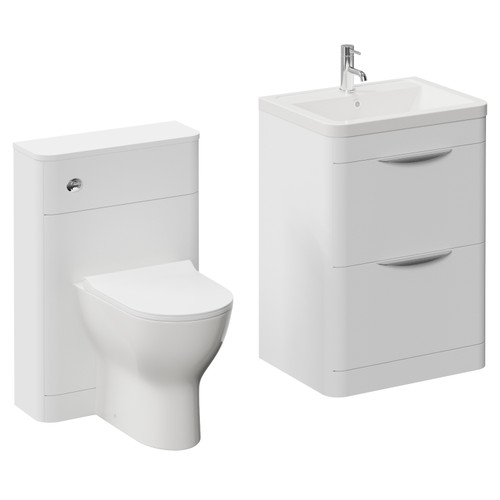 Oslo Gloss White 1150mm Vanity Unit Toilet Suite with Anya Basin Left Hand View