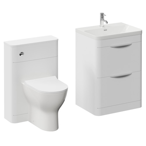 Oslo Gloss White 1150mm Vanity Unit Toilet Suite with Fina Basin Left Hand View