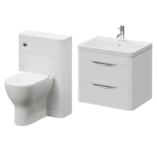 Oslo Gloss White 1150mm Wall Mounted Vanity Unit Toilet Suite with Anya Basin Right Hand View
