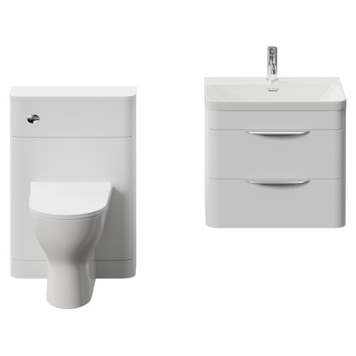 Oslo Gloss White 1150mm Wall Mounted Vanity Unit Toilet Suite with Fina Basin View from Front