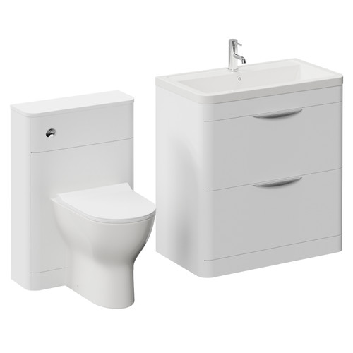 Oslo Gloss White 1350mm Vanity Unit Toilet Suite with Anya Basin Left Hand View