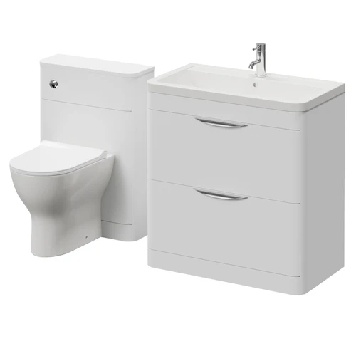 Oslo Gloss White 1350mm Vanity Unit Toilet Suite with Leni Basin Right Hand View