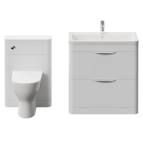 Oslo Gloss White 1350mm Vanity Unit Toilet Suite with Leni Basin View from Front