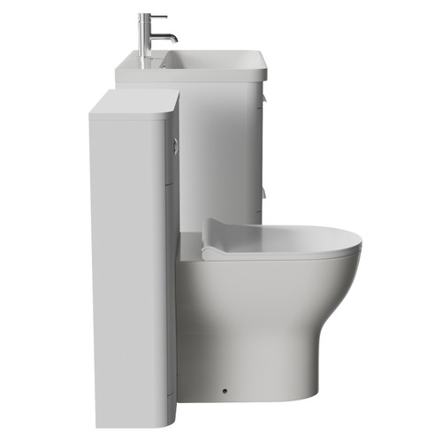 Oslo Gloss White 1350mm Vanity Unit Toilet Suite with Fina Basin View from Side